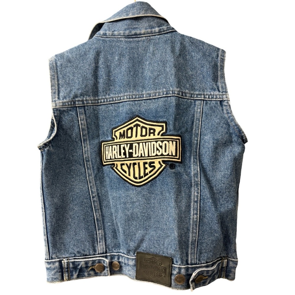 Kids Harley Davidson Denim Jean Jacket Vest Size 7 Small